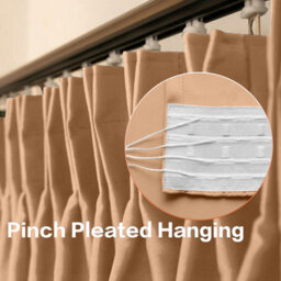 Oxford Homeware Plain Beige 230Gsm Blackout Curtain Thermal Insulated Pencil Pleat For Living Room Curtain Pair (W)168Cmx(L)228Cm - thumbnail 6