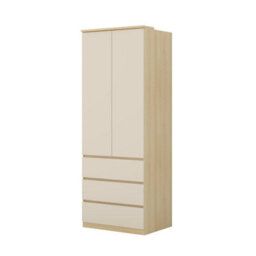 Arte Terra 68 Hinged Door Wardrobe 80Cm Oak Lindberg & Beige, 2-Door Wardrobe With Shelves And Drawers For Contemporary Bedrooms - thumbnail 2