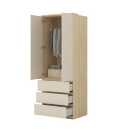 Arte Terra 68 Hinged Door Wardrobe 80Cm Oak Lindberg & Beige, 2-Door Wardrobe With Shelves And Drawers For Contemporary Bedrooms - thumbnail 4