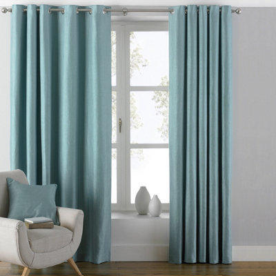 Paoletti Atlantic Twill Woven Room Darkening Eyelet Curtain Pair Duck Egg (W)229Cm X (D)229Cm - image 1