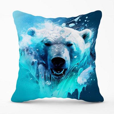 Warren Reed Designer Polar Bear Face Splashart Outdoor Cushion 45Cm X 45Cm - image 1