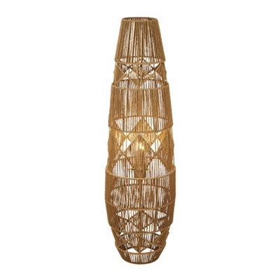 Lighting Collection Diamond Pattern Rattan Floor Lamp - image 1