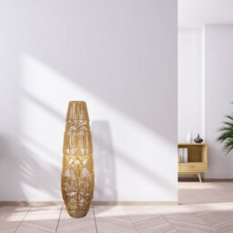 Lighting Collection Diamond Pattern Rattan Floor Lamp - thumbnail 4