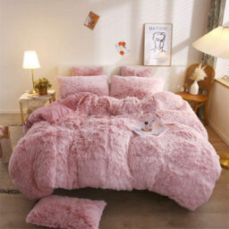 Groundlevel Pink Faux Fur Soft Duvet Cover Set - thumbnail 2