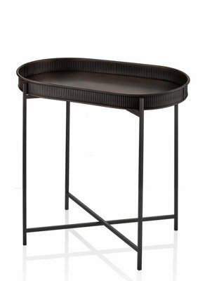 Rozi Black Oval Side Table - 56 Cm (H) X 56 Cm (W) X 32 Cm (D) - image 1