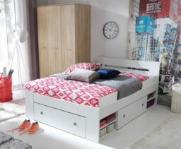 Impact Furniture Underbed Bed Storage Drawers 3X Pull-Out For Double Bed White Matt Nepo - thumbnail 4