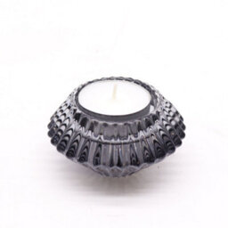 Serenityy Flower Flip Dinner Candle And Tealight Holder Midnight Grey - Glass, Brushed Gloss Finish - thumbnail 3