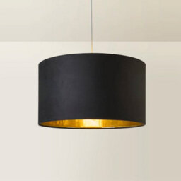 Valuelights Reni Black Velvet & Gold Inner Drum Ceiling Lamp Shade (D)45Cm - thumbnail 6