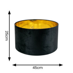 Valuelights Reni Black Velvet & Gold Inner Drum Ceiling Lamp Shade (D)45Cm - thumbnail 5
