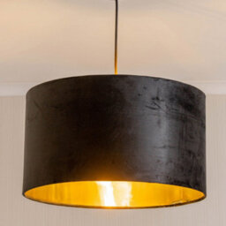 Valuelights Reni Black Velvet & Gold Inner Drum Ceiling Lamp Shade (D)45Cm