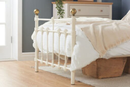 Save On Goods UK 3Ft Single Traditional,victorian Style Metal Tubular Steel Bed Frame Bedstead. Ivory Cream Gloss Finish - thumbnail 2
