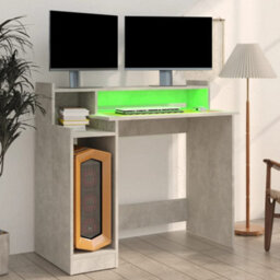 Vidaxl Desk With Led Lights Concrete Grey 97X45X90 Cm Engineered Wood - thumbnail 5