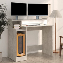 Vidaxl Desk With Led Lights Concrete Grey 97X45X90 Cm Engineered Wood - thumbnail 6