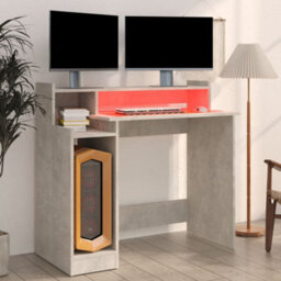 Vidaxl Desk With Led Lights Concrete Grey 97X45X90 Cm Engineered Wood - thumbnail 4