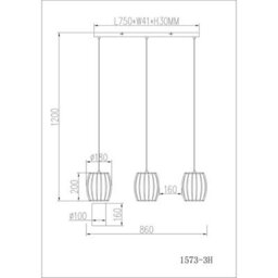 Luminosa Lighting Luminosa Maribel Bar Pendant Ceiling Light Chrome 3X E27 - thumbnail 7