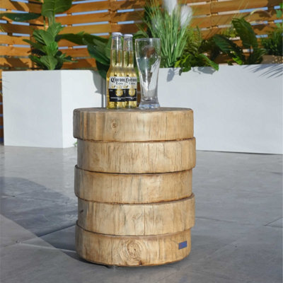 Abrihome Outdoor Garden Concrete Round Side Table, Bistro Table, Natural - image 1