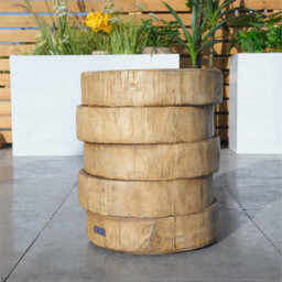 Abrihome Outdoor Garden Concrete Round Side Table, Bistro Table, Natural - thumbnail 5