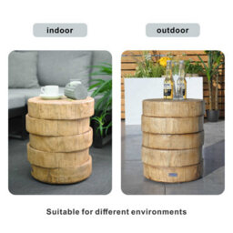 Abrihome Outdoor Garden Concrete Round Side Table, Bistro Table, Natural - thumbnail 2