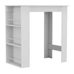 Urbn-Living Urbnliving Height 105Cm 3 Tier White Dining Bar Coffee Kitchen Island Table Open Storage Shelves Living Room - thumbnail 1