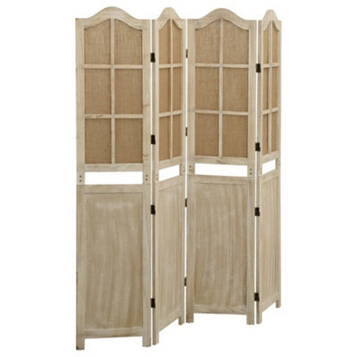Berkfield 4-Panel Room Divider Brown 140X165 Cm Fabric - image 1