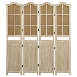 Berkfield 4-Panel Room Divider Brown 140X165 Cm Fabric - thumbnail 2