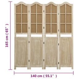 Berkfield 4-Panel Room Divider Brown 140X165 Cm Fabric - thumbnail 7