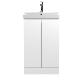 Dezine Yukon 500mm Satin White Floor Standing Vanity Unit - thumbnail 1