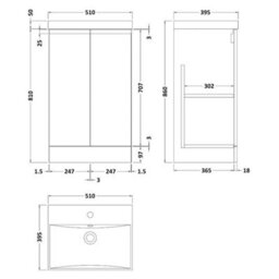 Dezine Yukon 500mm Satin White Floor Standing Vanity Unit - thumbnail 2
