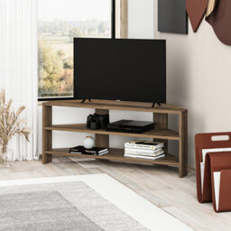 "Decortie Thales Corner Modern Tv Unit Entertainment Stand Dark Oak Effect 32"" Tvs H 43Cm W 110Cm"