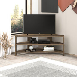 "Decortie Thales Corner Modern Tv Unit Entertainment Stand Dark Oak Effect 32"" Tvs H 43Cm W 110Cm" - thumbnail 5