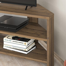 "Decortie Thales Corner Modern Tv Unit Entertainment Stand Dark Oak Effect 32"" Tvs H 43Cm W 110Cm" - thumbnail 6