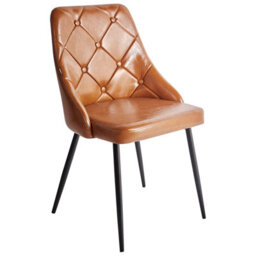 Beliani Set Of 2 Dining Chairs Valerie Faux Leather Golden Brown - thumbnail 4