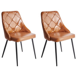 Beliani Set Of 2 Dining Chairs Valerie Faux Leather Golden Brown