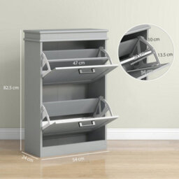 Wyld Haus Falifa 2-Drawer Grey Shoe Cabinet - Compact Tilt-Out Storage For Up To 10 Pairs - thumbnail 4