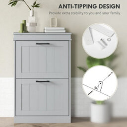 Wyld Haus Falifa 2-Drawer Grey Shoe Cabinet - Compact Tilt-Out Storage For Up To 10 Pairs - thumbnail 7