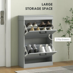 Wyld Haus Falifa 2-Drawer Grey Shoe Cabinet - Compact Tilt-Out Storage For Up To 10 Pairs - thumbnail 5
