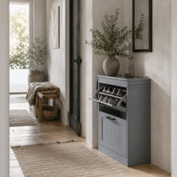 Wyld Haus Falifa 2-Drawer Grey Shoe Cabinet - Compact Tilt-Out Storage For Up To 10 Pairs - thumbnail 1