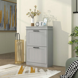 Wyld Haus Falifa 2-Drawer Grey Shoe Cabinet - Compact Tilt-Out Storage For Up To 10 Pairs - thumbnail 9