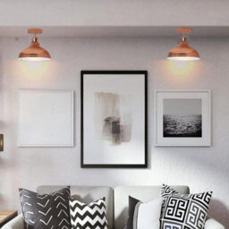 Industrial Semi Flush Mount Ceiling Lights With E27 Base Holder Metal Dome Shade Vintage Indoor Lighting 26Cm Rose Gold - thumbnail 2