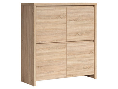 Arte Kaspian 105Cm 4 Door Cabinet In Sonoma Oak, Modern Tall Sideboard Storage Unit - image 1
