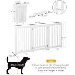 Pawhut 155Cm Expandable 3-Panel Freestanding Dog Pet Gate W/ Latched Door White - thumbnail 3