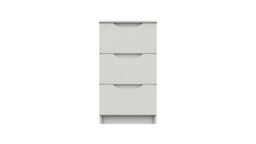 Sinata Gloss Three Drawer Bedside Table White Gloss Gloss