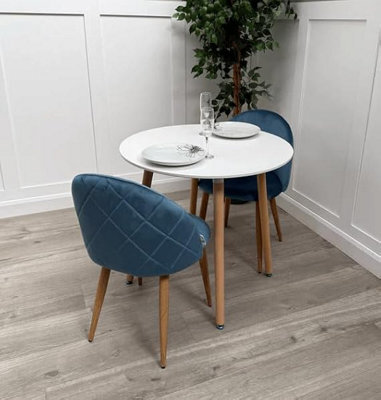 Life Interiors Lucia Dining Set With Round Table And Set Of 2 Lucia Velvet Dining Chairs - image 1
