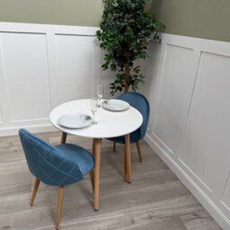 Life Interiors Lucia Dining Set With Round Table And Set Of 2 Lucia Velvet Dining Chairs - thumbnail 2