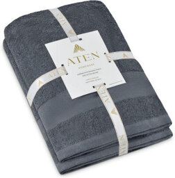 Aten Homeware Steel Grey Egyptian Cotton Bath Towels - 90X160Cm -  2 Pack - thumbnail 6