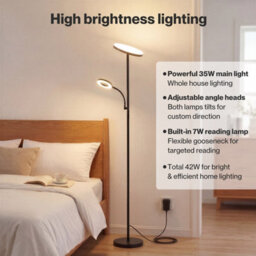 Emitto Mother & Child Floor Lamp Uplighter Adjustable Reading Light Remote - thumbnail 9