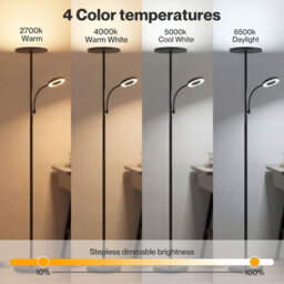 Emitto Mother & Child Floor Lamp Uplighter Adjustable Reading Light Remote - thumbnail 5