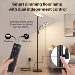 Emitto Mother & Child Floor Lamp Uplighter Adjustable Reading Light Remote - thumbnail 7