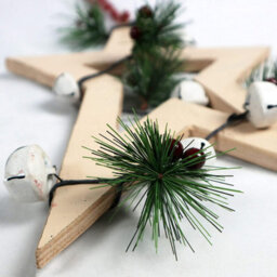 Shatchi Wooden Hanging Decoration Star Shape Cream 25X1.2X36 Cm - thumbnail 4