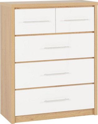 Seconique Seville 3+2 Drawer Chest Oak And White - image 1